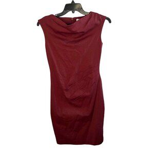 Boden Natalie Ponte sleek cowl neck cap sleeve burgundy pencil Dress size 4P